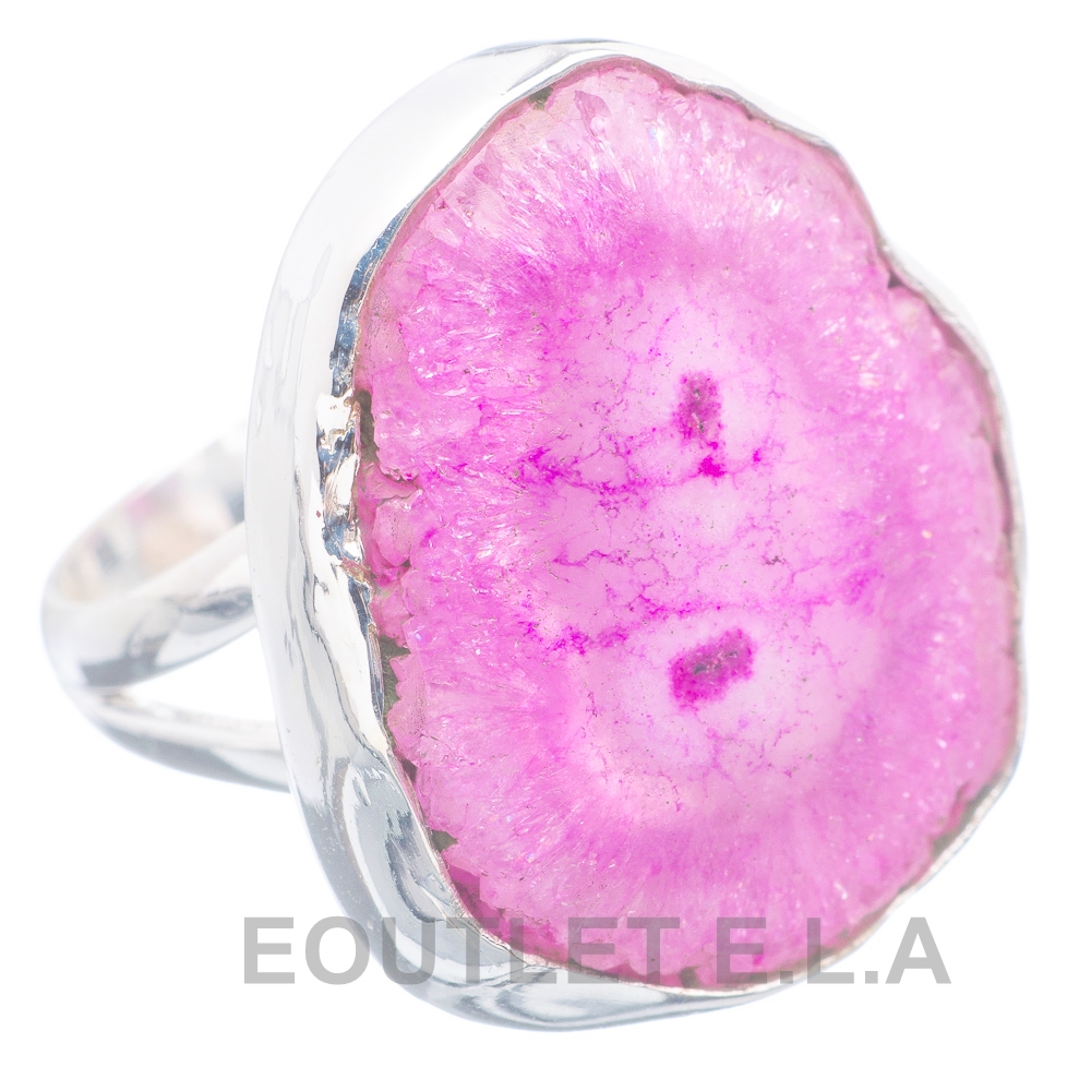 NATURAL PINK QUARTZ SOLID SILVER RING-SIZE 7